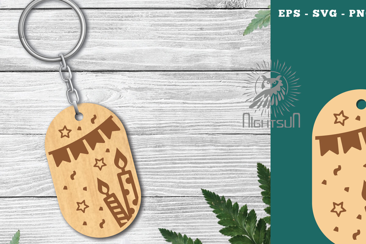 Σετ των 3 Intra απο ξύλο plywood 3mm-4mm πάχος Μπρελόκ γενεθλίων κοπής με λέιζερ 6 Δίασταση 6x6 cm INTRAFABR-115318285