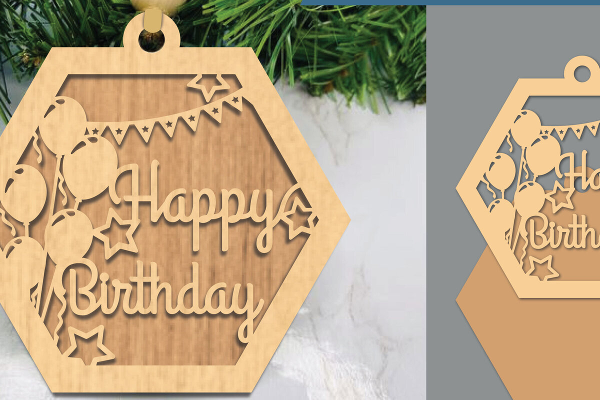 Σετ των 3 Intra απο ξύλο plywood 3mm-4mm πάχος Στολίδι γενεθλίων με 2 Δίασταση 8x8 cm INTRAFABR-105556541