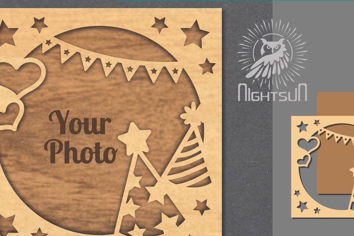 Σετ των 2 Intra απο ξύλο plywood 3mm-4mm πάχος Κορνίζα 6 κοπής με λέιζερ γενεθλίων Δίασταση 20x30 cm INTRAFABR-112907971