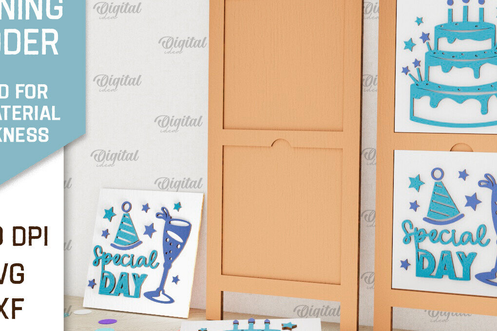 Intra απο ξύλο plywood 3mm-4mm πάχος Σχέδιο κοπής με λέιζερ με κεκλιμένη σκάλα γενεθλίων Δίασταση 15x15 cm INTRAFABR-100119382