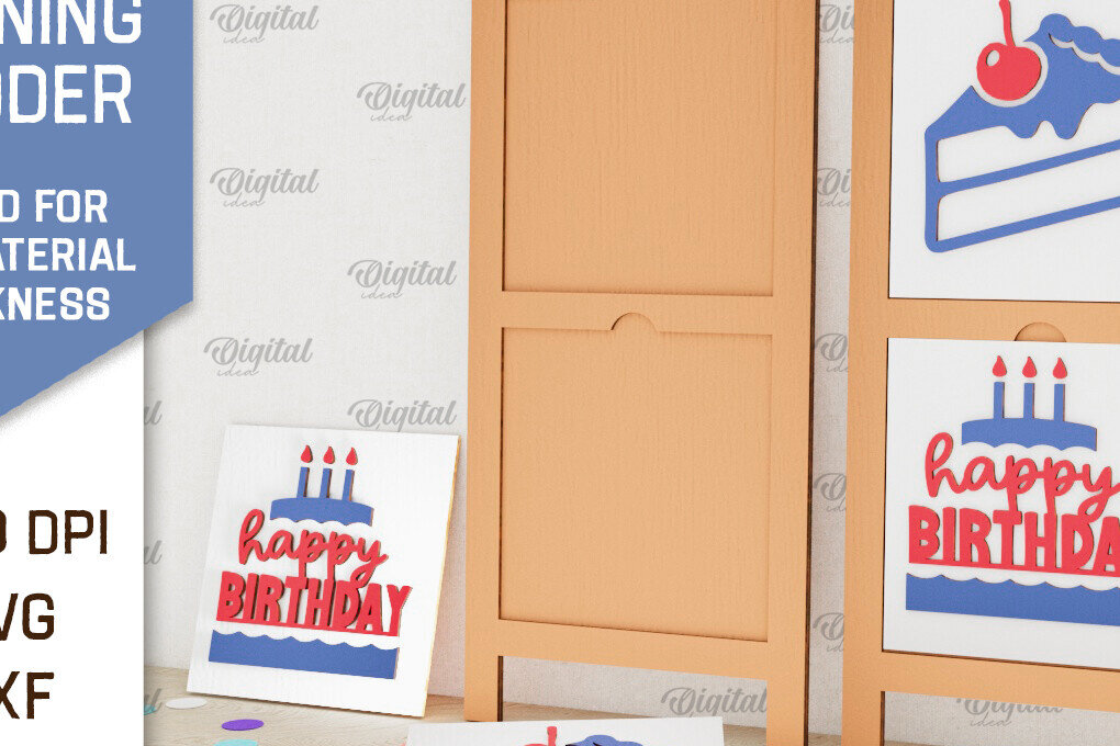 Σετ των 2 Intra απο ξύλο plywood 3mm-4mm πάχος Σχέδιο κοπής με λέιζερ με κεκλιμένη σκάλα γενεθλίων Δίασταση 15x15 cm INTRAFABR-100118943