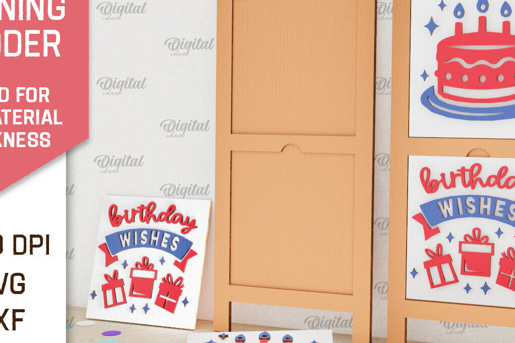 Σετ των 2 Intra απο ξύλο plywood 3mm-4mm πάχος Σχέδιο κοπής με λέιζερ με κεκλιμένη σκάλα γενεθλίων Δίασταση 15x15 cm INTRAFABR-100119008