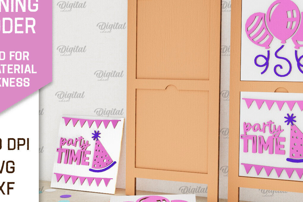 Σετ των 2 Intra απο ξύλο plywood 3mm-4mm πάχος Σχέδιο κοπής με λέιζερ με κεκλιμένη σκάλα γενεθλίων Δίασταση 15x15 cm INTRAFABR-100119044