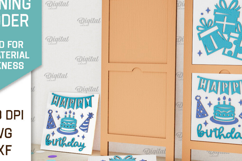 Σετ των 2 Intra απο ξύλο plywood 3mm-4mm πάχος Σχέδιο κοπής με λέιζερ με κεκλιμένη σκάλα γενεθλίων Δίασταση 15x15 cm INTRAFABR-100119146