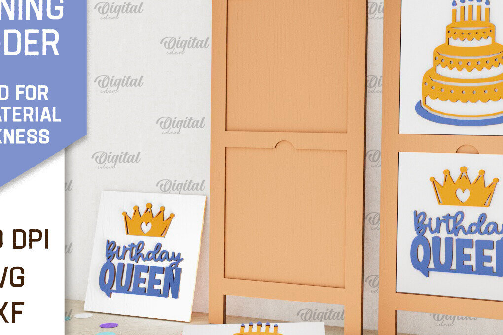 Σετ των 2 Intra απο ξύλο plywood 3mm-4mm πάχος Σχέδιο κοπής με λέιζερ με κεκλιμένη σκάλα γενεθλίων Δίασταση 15x15 cm INTRAFABR-100119202