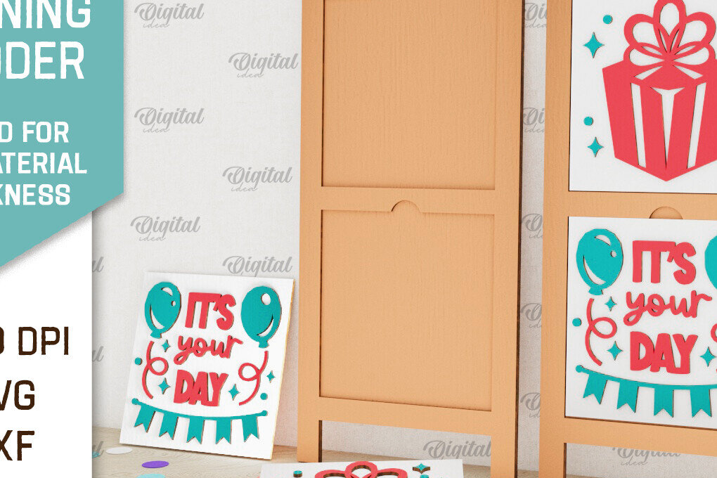 Σετ των 2 Intra απο ξύλο plywood 3mm-4mm πάχος Σχέδιο κοπής με λέιζερ με κεκλιμένη σκάλα γενεθλίων Δίασταση 15x15 cm INTRAFABR-100118880