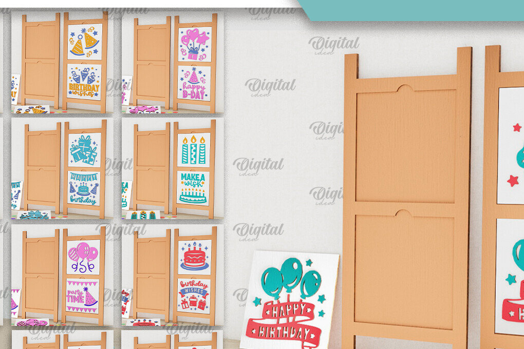 Σετ των 2 Intra απο ξύλο plywood 3mm-4mm πάχος  με κεκλιμένες σκάλες γενεθλίων Δίασταση 15x15 cm INTRAFABR-100121697