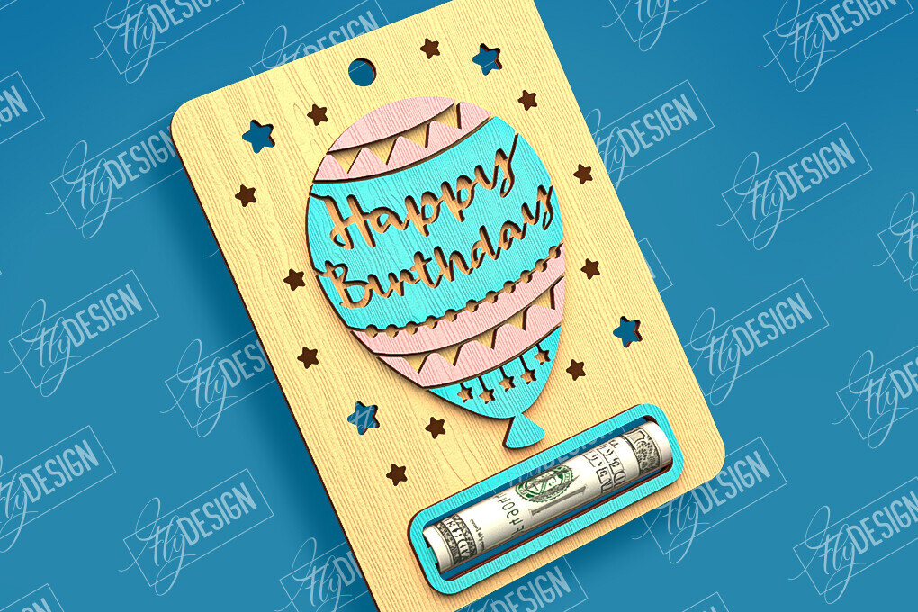 Σετ των 2 Intra απο ξύλο plywood 3mm-4mm πάχος Χρηματική κάρτα γενεθλίων | Ευχετήρια κάρτα |CNC Δίασταση 15x15 cm INTRAFABR-97083384