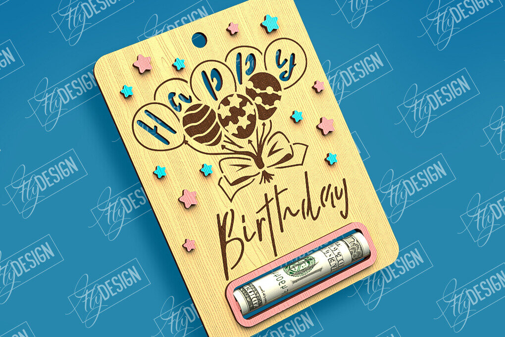 Σετ των 2 Intra απο ξύλο plywood 3mm-4mm πάχος Χρηματική κάρτα γενεθλίων | Ευχετήρια κάρτα |CNC Δίασταση 15x15 cm INTRAFABR-97083158