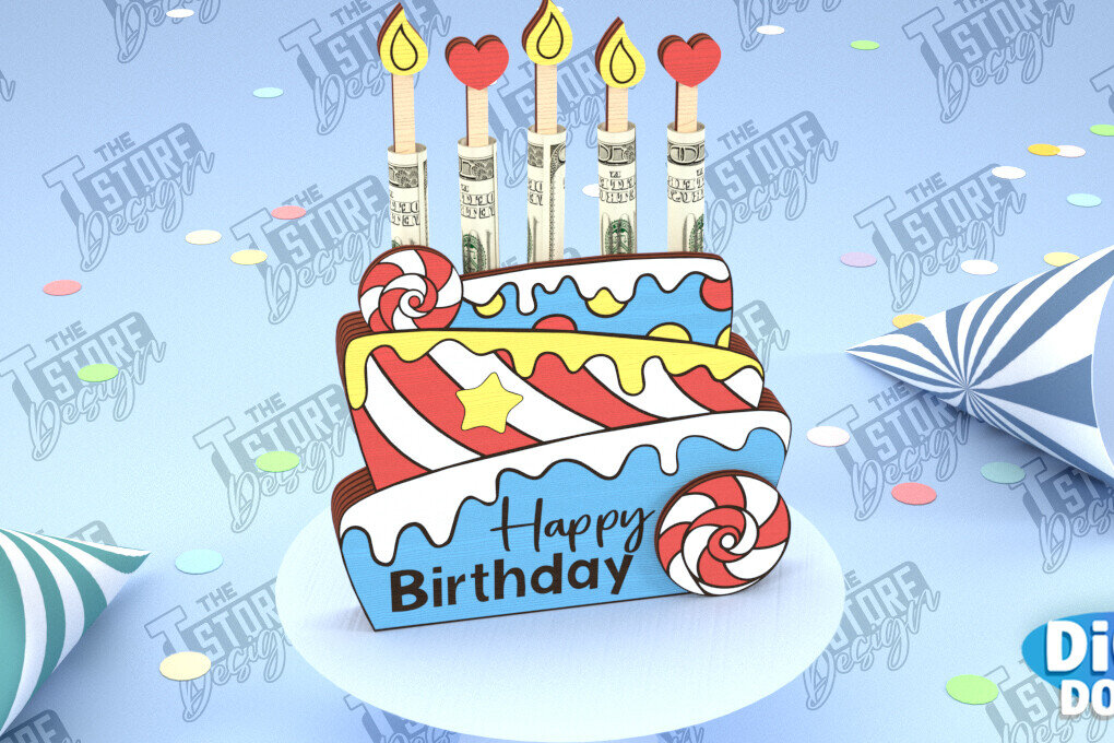 Σετ των 2 Intra απο ξύλο plywood 3mm-4mm πάχος Κάτοχος Χρημάτων γενεθλίων | Ευχετήρια κάρτα Δίασταση 15x15 cm INTRAFABR-100850361