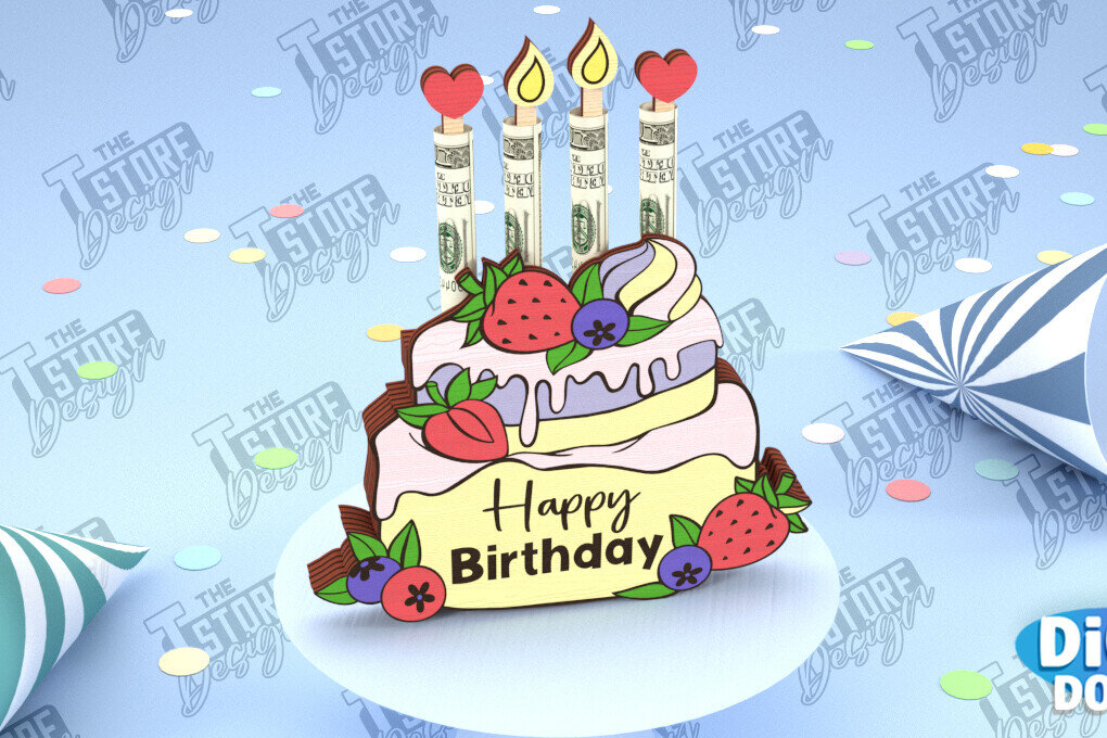 Σετ των 2 Intra απο ξύλο plywood 3mm-4mm πάχος Κάτοχος Χρημάτων γενεθλίων | Ευχετήρια κάρτα Δίασταση 15x15 cm INTRAFABR-100850387