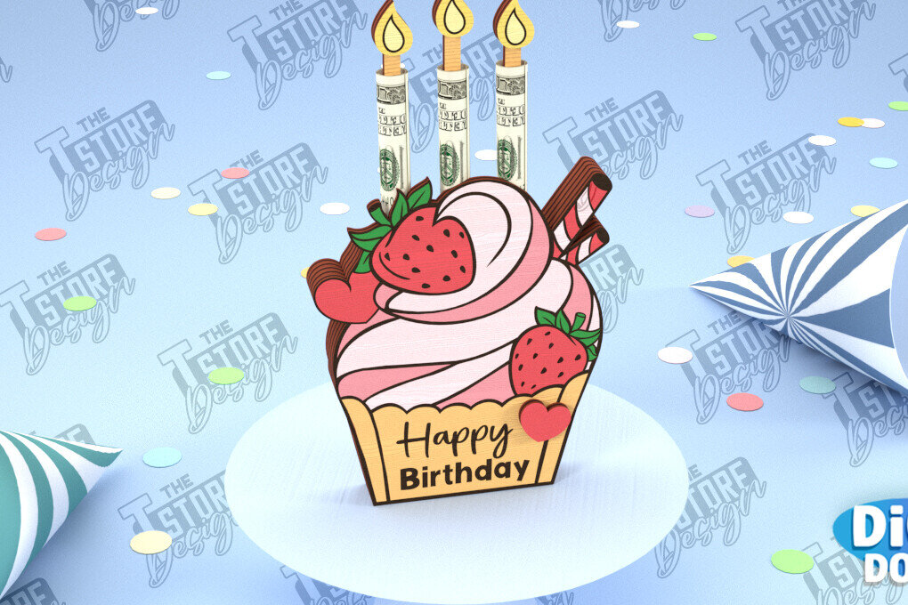 Σετ των 2 Intra απο ξύλο plywood 3mm-4mm πάχος Κάτοχος Χρημάτων γενεθλίων | Ευχετήρια κάρτα Δίασταση 15x15 cm INTRAFABR-100850396