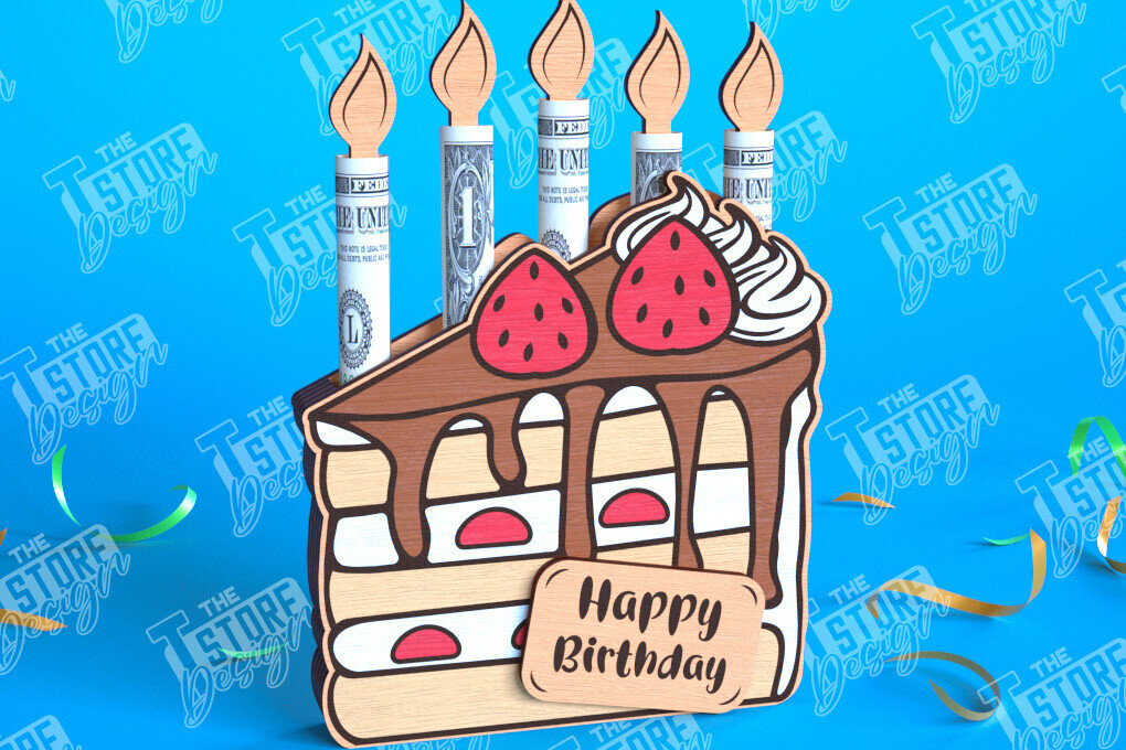 Intra απο ξύλο plywood 3mm-4mm πάχος Κάτοχος Χρημάτων γενεθλίων | Ευχετήριες κάρτες Δίασταση 15x15 cm INTRAFABR-101517230