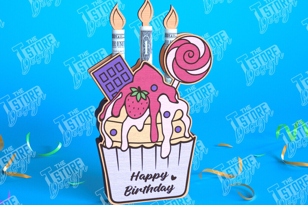 Σετ των 3 Intra απο ξύλο plywood 3mm-4mm πάχος Κάτοχος Χρημάτων γενεθλίων | Ευχετήριες κάρτες Δίασταση 15x15 cm INTRAFABR-101517218