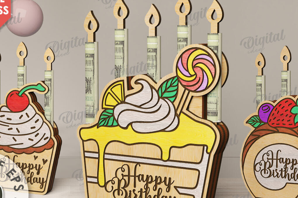 Σετ των 2 Intra απο ξύλο plywood 3mm-4mm πάχος κοπής  Holders γενεθλίων Δίασταση 15x15 cm INTRAFABR-110248798