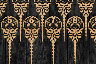 Σετ των 2 Intra απο ξύλο plywood 3mm-4mm πάχος Αριθμός γενεθλίων Cake Topper . Δίασταση 15x15 cm INTRAFABR-72580077