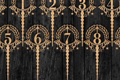 Σετ των 2 Intra απο ξύλο plywood 3mm-4mm πάχος Αριθμός γενεθλίων Cake Topper . Δίασταση 15x15 cm INTRAFABR-72580095