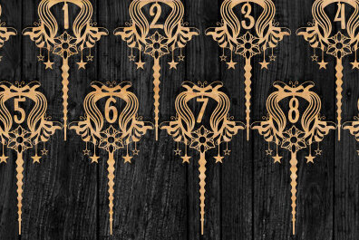 Σετ των 2 Intra απο ξύλο plywood 3mm-4mm πάχος Αριθμός γενεθλίων Cake Topper . Δίασταση 15x15 cm INTRAFABR-72580117