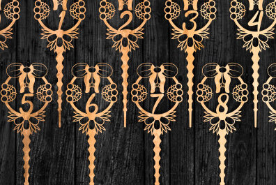 Σετ των 3 Intra απο ξύλο plywood 3mm-4mm πάχος Αριθμός γενεθλίων Cake Topper . Δίασταση 15x15 cm INTRAFABR-72580130