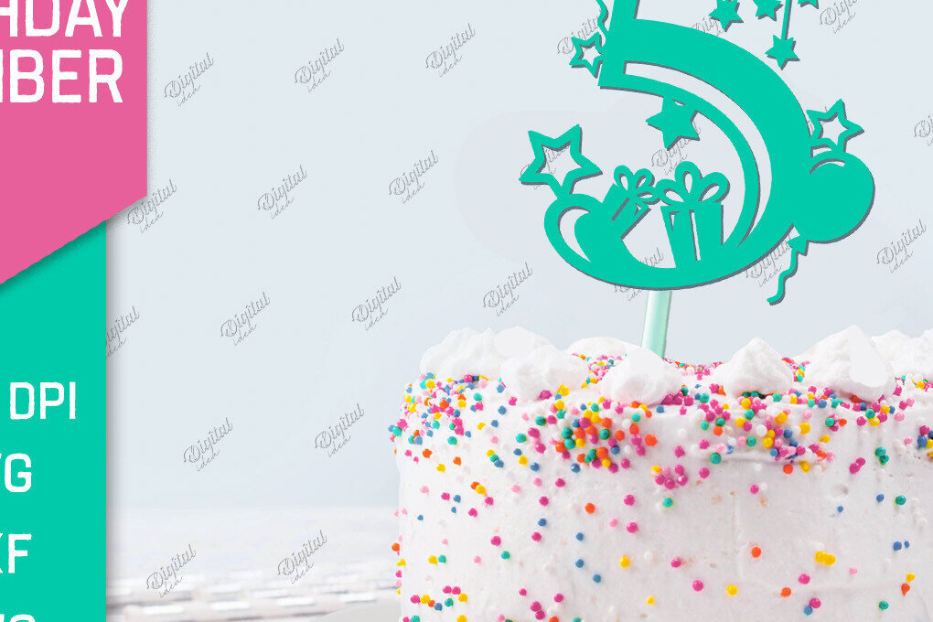 Σετ των 2 Intra απο ξύλο plywood 3mm-4mm πάχος αριθμού γενεθλίων. Νούμερο 5 Δίασταση 15x15 cm INTRAFABR-85304346