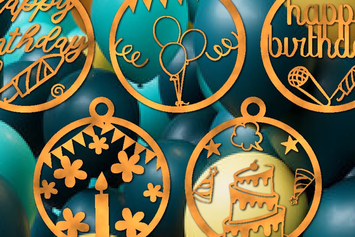 Intra απο ξύλο plywood 3mm-4mm πάχος Δέσμη κοπής με λέιζερ στολίδι γενεθλίων Δίασταση 25x25 cm INTRAFABR-45055659