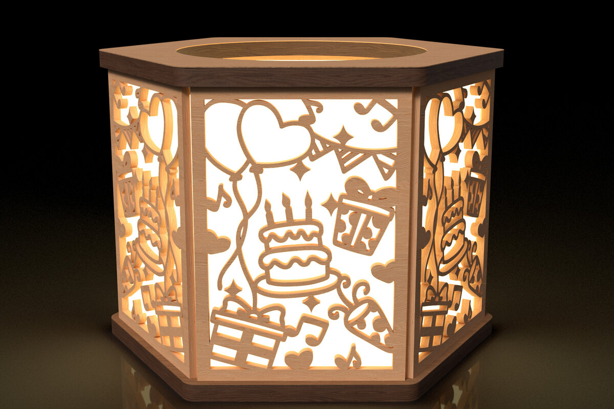 Σετ των 2 Intra απο ξύλο plywood 3mm-4mm πάχος Κηροπήγιο Elements Birthday Party Elements Δίασταση 15x15 cm INTRAFABR-118542690