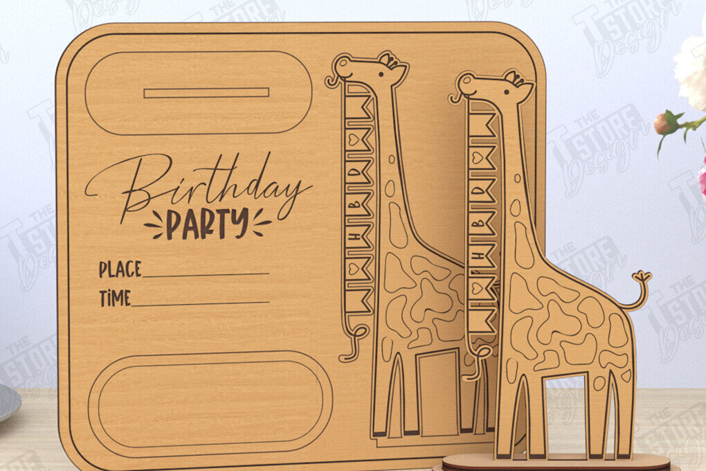 Σετ των 2 Intra απο ξύλο plywood 3mm-4mm πάχος Προσκλητήρια για πάρτι γενεθλίων Δίασταση 15x15 cm INTRAFABR-119613119