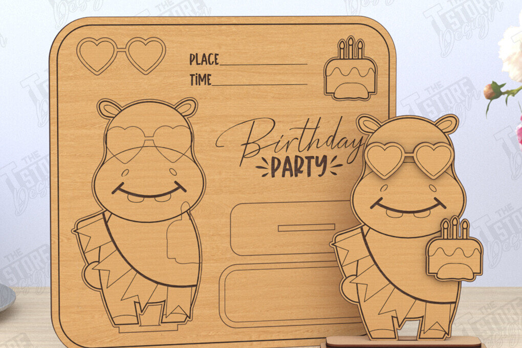 Σετ των 2 Intra απο ξύλο plywood 3mm-4mm πάχος Προσκλητήρια για πάρτι γενεθλίων Δίασταση 15x15 cm INTRAFABR-119613129