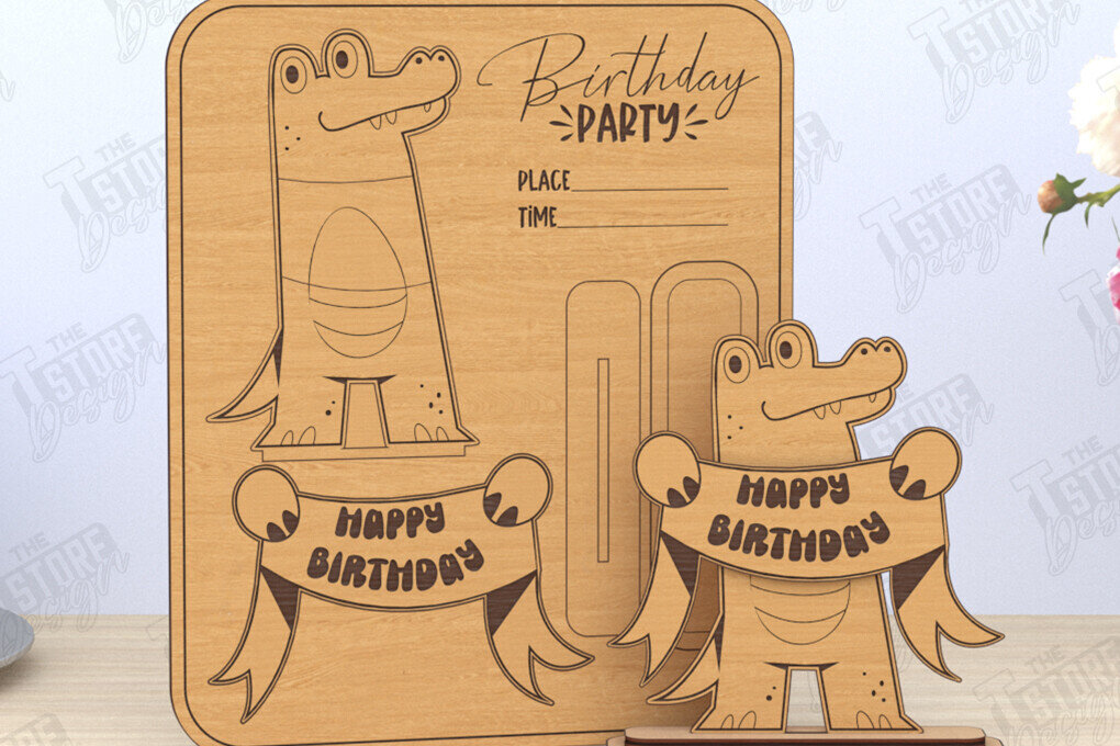 Σετ των 2 Intra απο ξύλο plywood 3mm-4mm πάχος Προσκλητήρια για πάρτι γενεθλίων Δίασταση 15x15 cm INTRAFABR-119613132