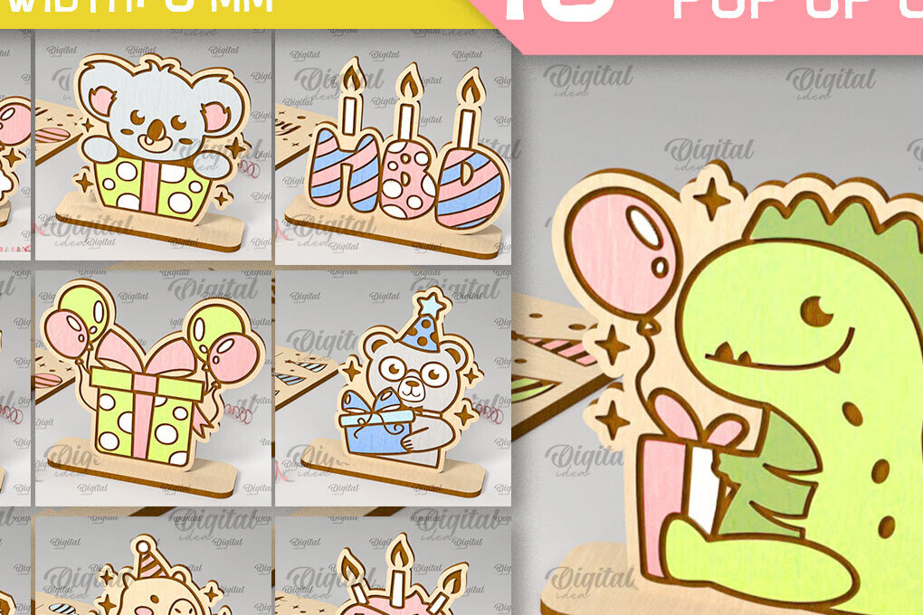 Intra απο ξύλο plywood 3mm-4mm πάχος με λέιζερ αναδυόμενες κάρτες γενεθλίων Δίασταση 15x15 cm INTRAFABR-100377444