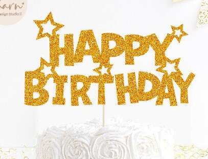 Σετ των 2 Intra απο ξύλο plywood 3mm-4mm πάχος Birthday Star Cake Topper Δίασταση 15x15 cm INTRAFABR-41303604
