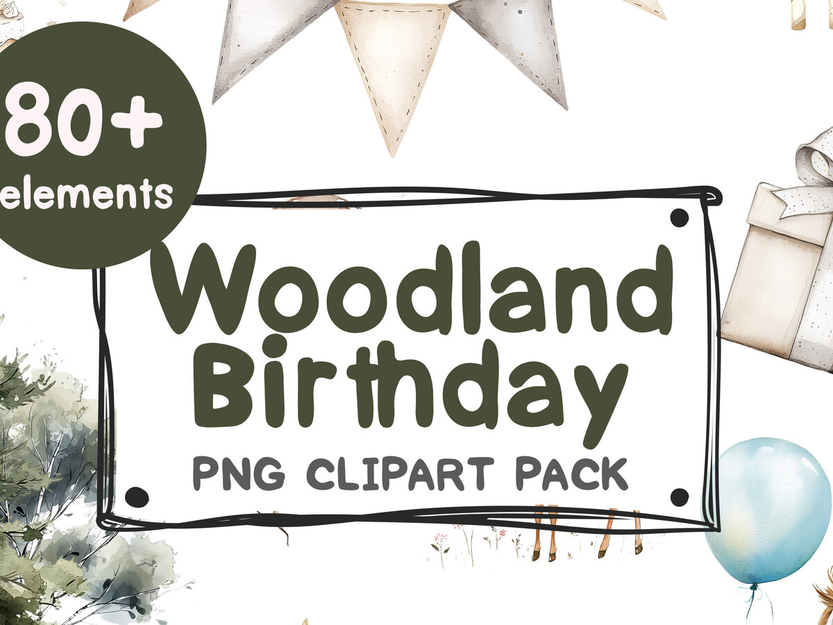 Σετ των 3 Intra απο ξύλο plywood 3mm-4mm πάχος Birthday Woodland Animals Clipart: 60+ Δίασταση 4x4 cm INTRAFABR-114738176