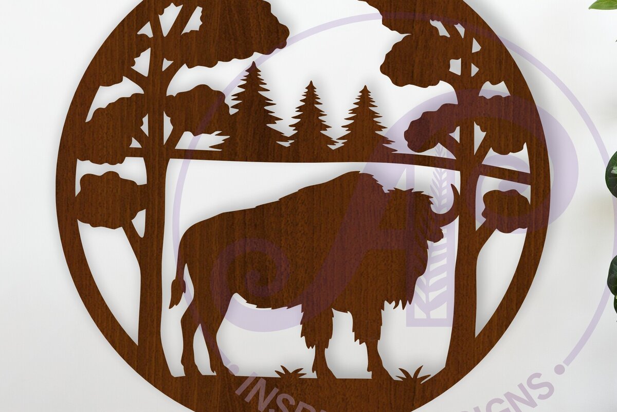 Σετ των 3 Intra απο ξύλο plywood 3mm-4mm πάχος Επιγραφή Bison Forest Wall Art, . Δίασταση 10x10 cm INTRAFABR-118173327