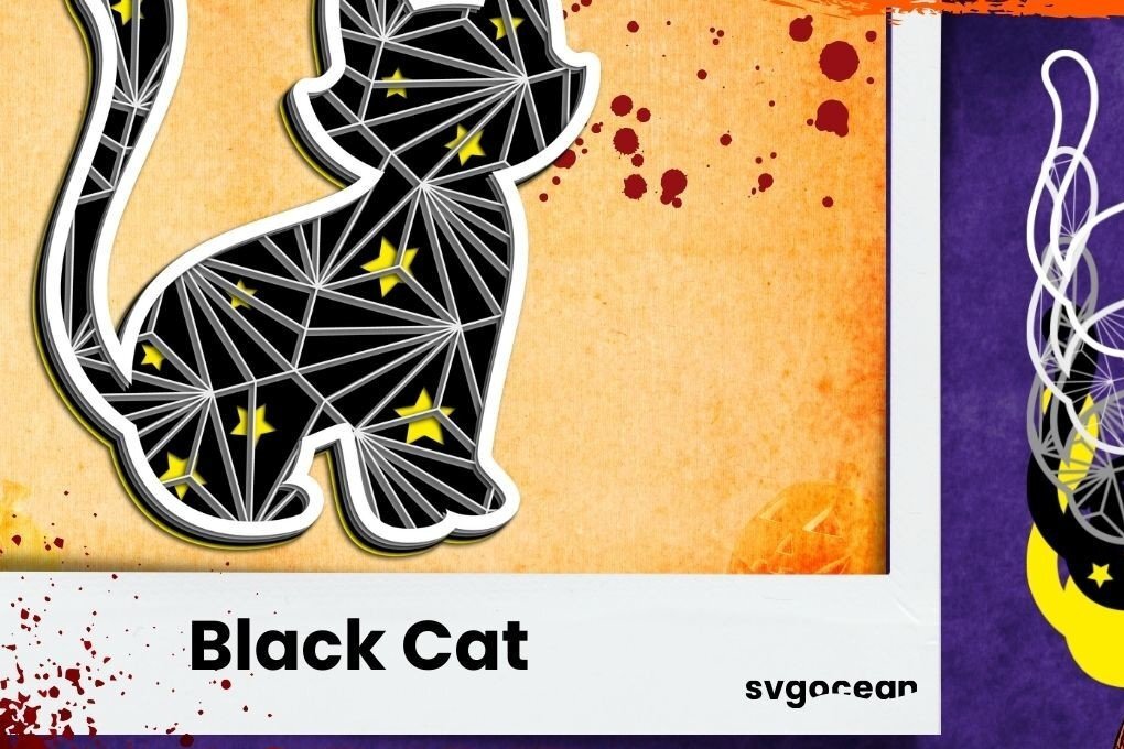 Intra απο ξύλο plywood 3mm-4mm πάχος Black Cat 3D Δίασταση 30x20 cm INTRAFABR-36603462