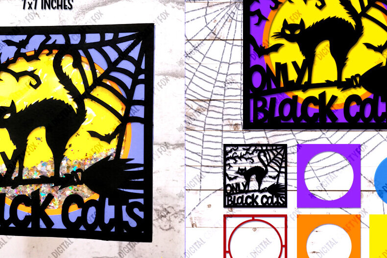 Σετ των 3 Intra απο ξύλο plywood 3mm-4mm πάχος Αναδευτήρας κομφετί με κάρτα Black Cat Δίασταση 7x7 cm INTRAFABR-80255287