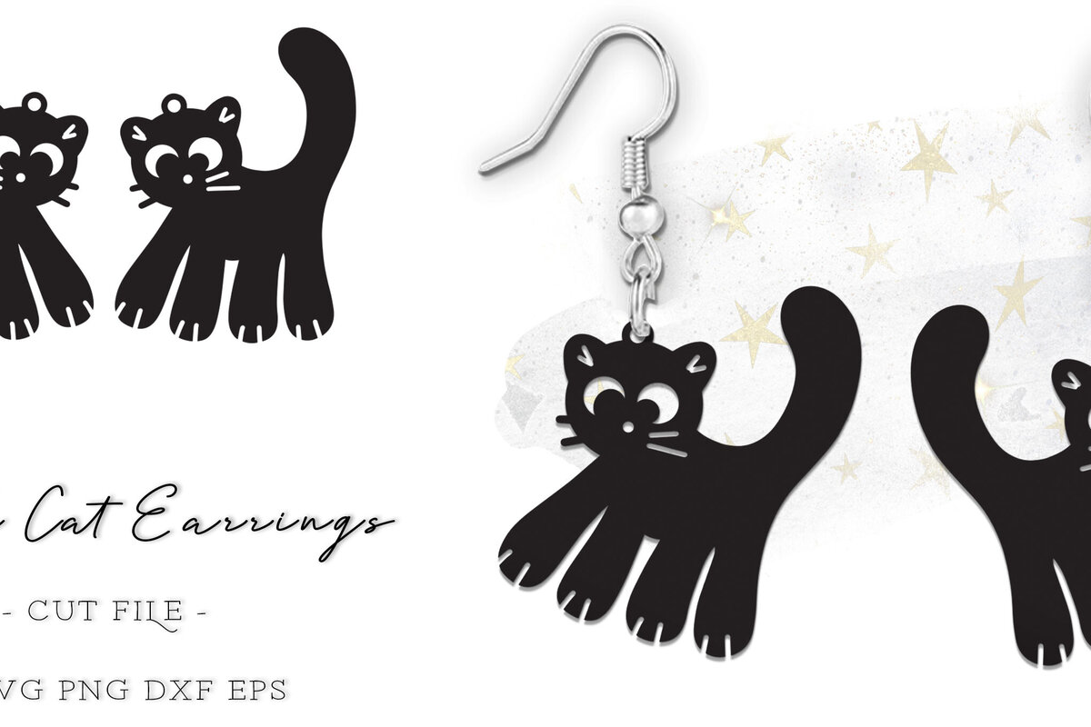 Σετ των 3 Intra απο ξύλο plywood 3mm-4mm πάχος κοπής με λέιζερ Black Cat | Σκουλαρίκια γάτας Δίασταση 1x1 cm INTRAFABR-118027249