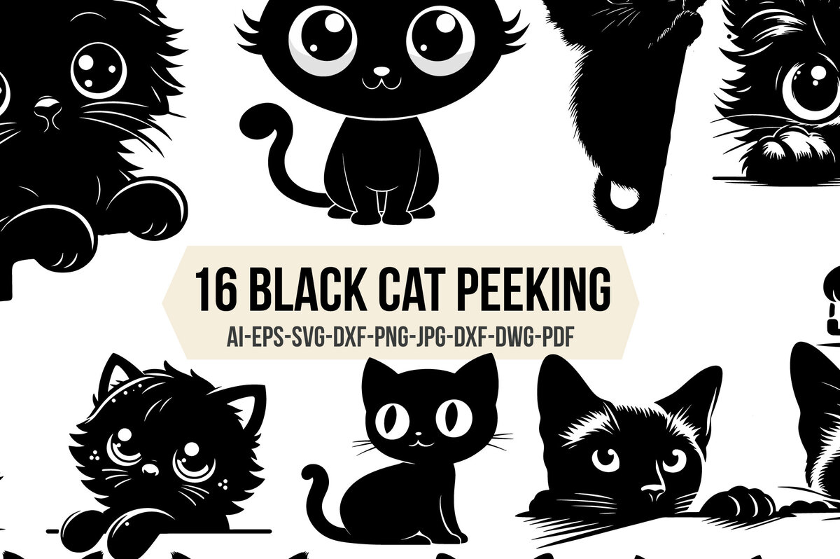 Intra απο ξύλο plywood 3mm-4mm πάχος Μαύρη γάτα που κρυφοκοιτάζει Clipart σχέδιο Δίασταση 3600x3600 cm INTRAFABR-104829292