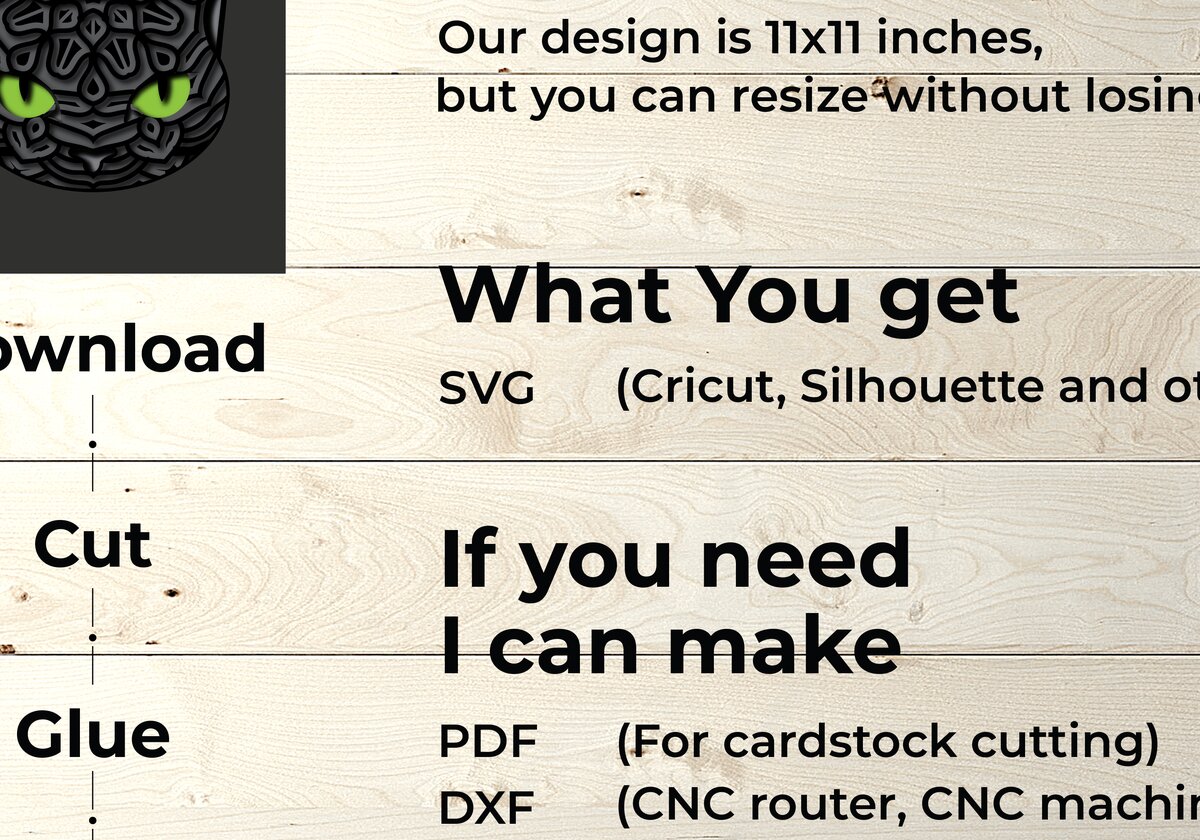 Intra απο ξύλο plywood 3mm-4mm πάχος Black Cat Shadow Box , 3D Mandala Δίασταση 30x30 cm INTRAFABR-76993286