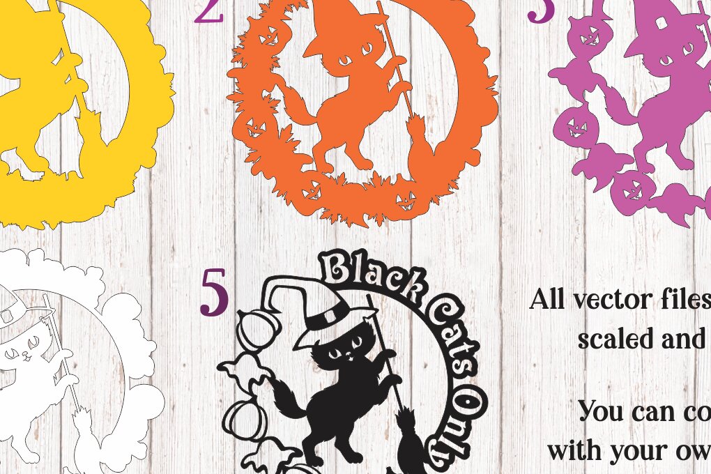 Σετ των 2 Intra απο ξύλο plywood 3mm-4mm πάχος Μαύρες γάτες Μόνο αποκριάτικο σημάδι πόρτας 3D Δίασταση 15x15 cm INTRAFABR-38157982