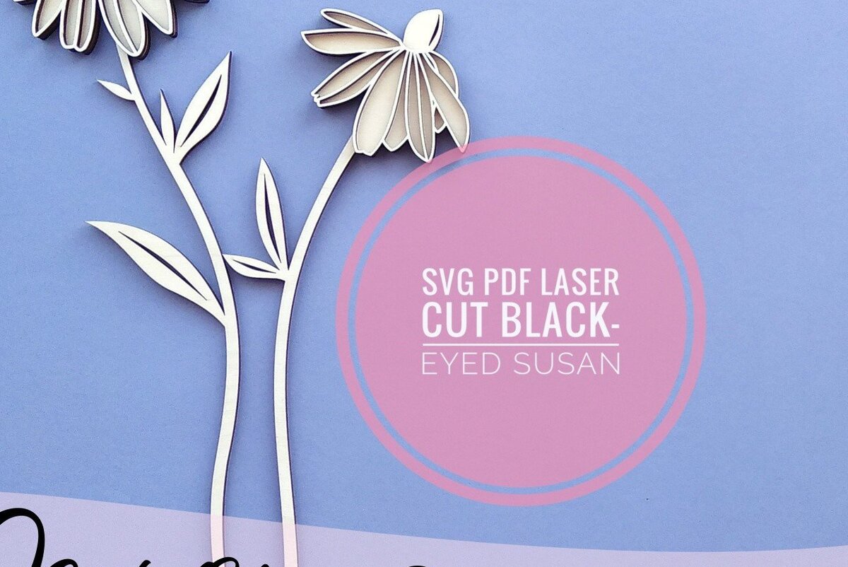 Intra απο ξύλο plywood 3mm-4mm πάχος Λουλούδι κομμένο με λέιζερ Black Eyed Susan Δίασταση 34x34 cm INTRAFABR-33748903