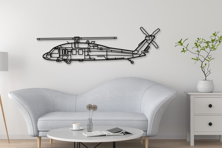 Σετ των 2 Intra απο ξύλο plywood 3mm-4mm πάχος Black Hawk ελικόπτερο διάνυσμα Δίασταση 15x15 cm INTRAFABR-110508534