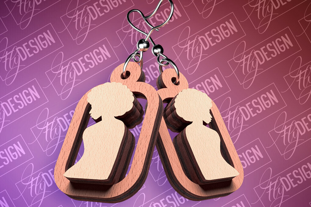 Σετ των 3 Intra απο ξύλο plywood 3mm-4mm πάχος Μαύρα γυναικεία σκουλαρίκια με λέιζερ | CNC Δίασταση 3x3 cm INTRAFABR-88385260