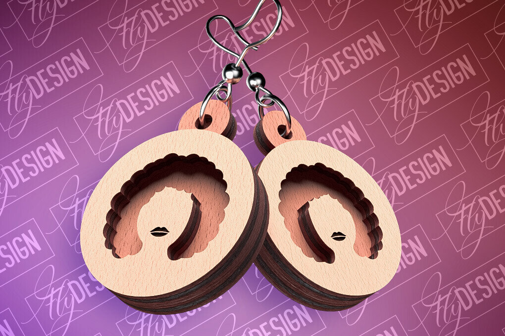 Σετ των 3 Intra απο ξύλο plywood 3mm-4mm πάχος Μαύρα γυναικεία σκουλαρίκια με λέιζερ | CNC Δίασταση 3x3 cm INTRAFABR-88385332