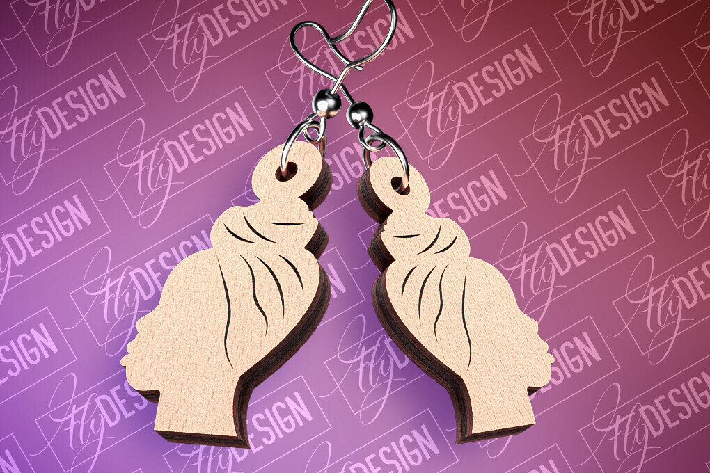 Σετ των 3 Intra απο ξύλο plywood 3mm-4mm πάχος Μαύρα γυναικεία σκουλαρίκια με λέιζερ | CNC Δίασταση 3x3 cm INTRAFABR-88385362