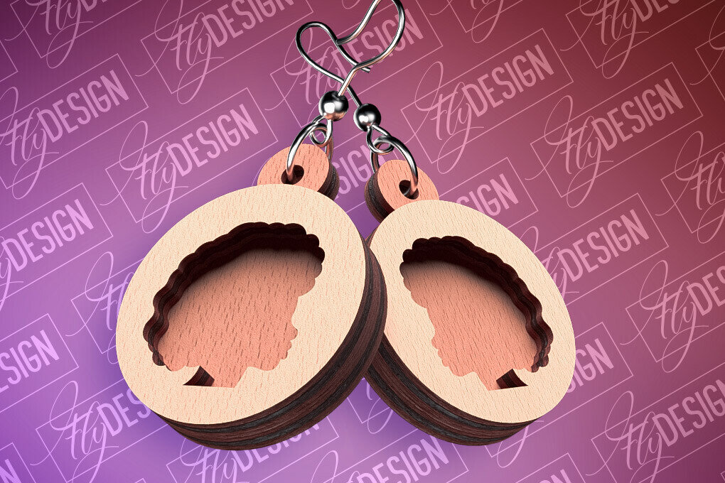 Σετ των 3 Intra απο ξύλο plywood 3mm-4mm πάχος Μαύρα γυναικεία σκουλαρίκια με λέιζερ | CNC Δίασταση 3x3 cm INTRAFABR-88385393