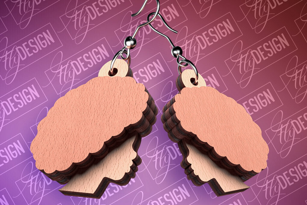 Σετ των 3 Intra απο ξύλο plywood 3mm-4mm πάχος Μαύρα γυναικεία σκουλαρίκια με λέιζερ | CNC Δίασταση 3x3 cm INTRAFABR-88385419