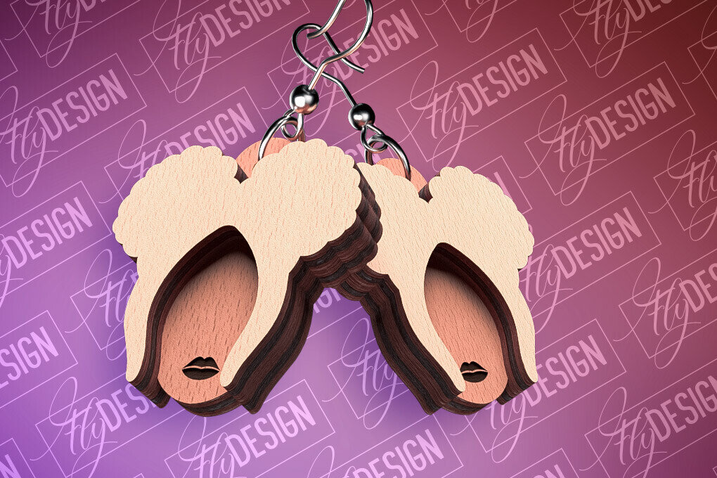 Σετ των 3 Intra απο ξύλο plywood 3mm-4mm πάχος Μαύρα γυναικεία σκουλαρίκια με λέιζερ | CNC Δίασταση 3x3 cm INTRAFABR-88385462