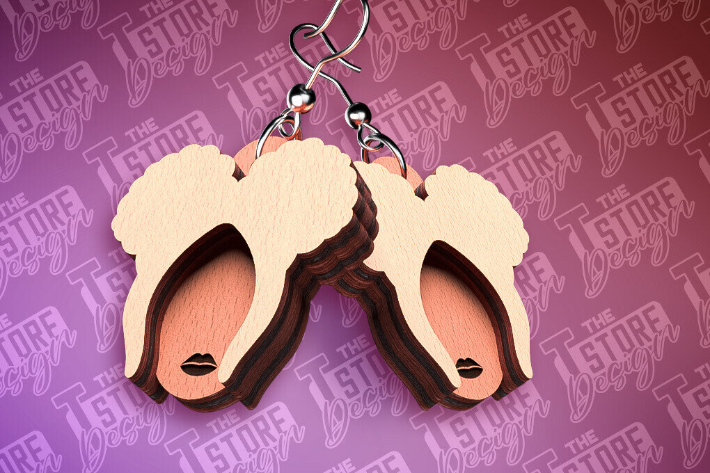 Σετ των 3 Intra απο ξύλο plywood 3mm-4mm πάχος Μαύρα γυναικεία σκουλαρίκια με λέιζερ | CNC Δίασταση 3x3 cm INTRAFABR-89112962