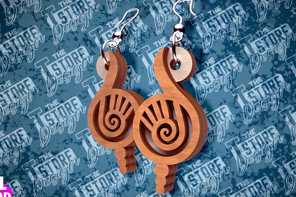 Σετ των 3 Intra απο ξύλο plywood 3mm-4mm πάχος Μαύρα γυναικεία σκουλαρίκια με λέιζερ | CNC Δίασταση 3x3 cm INTRAFABR-87673883