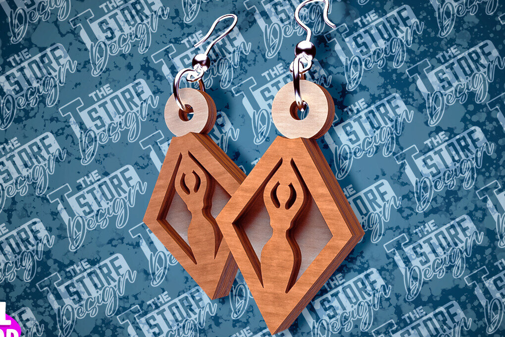 Σετ των 3 Intra απο ξύλο plywood 3mm-4mm πάχος Μαύρα γυναικεία σκουλαρίκια με λέιζερ | CNC Δίασταση 3x3 cm INTRAFABR-87674022